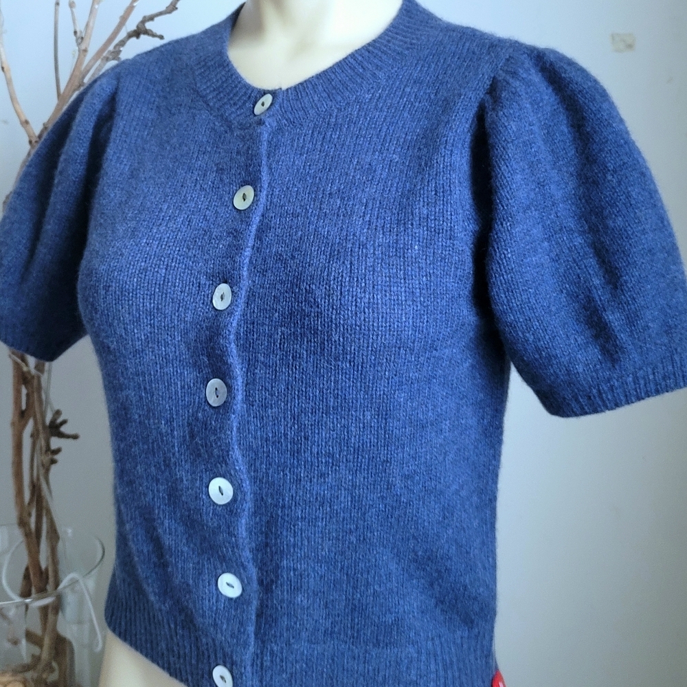 Elie Tahari Blue Button-Up Cardigan - Picture 4 of 4